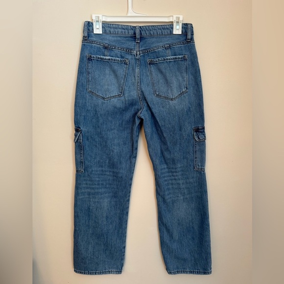 VERVET By Flying Monkey High Rise Dad Cargo Jeans Size 27 Medium Wash Denim - Picture 2 of 5